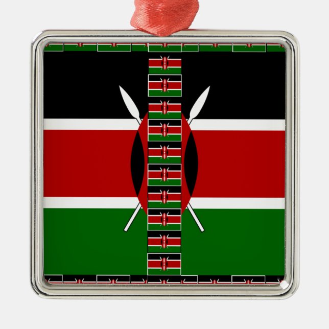 Kenya Seamless Miniature Flags Border Frames Art  Metal Tree Decoration (Front)