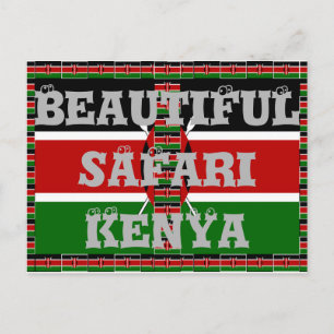 Kenya Seamless Miniature Flags Border Frames Art Postcard