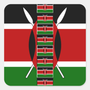 Kenya Seamless Miniature Flags Border Frames Art  Square Sticker