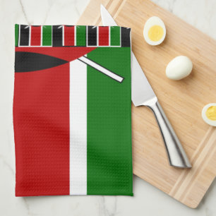 Kenya Seamless Miniature Flags Border Frames Art  Tea Towel