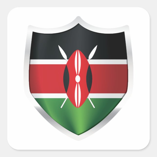 Kenya Silver Shield Flag Square Sticker (Front)