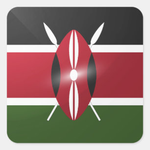 Kenya square glossy flag square sticker