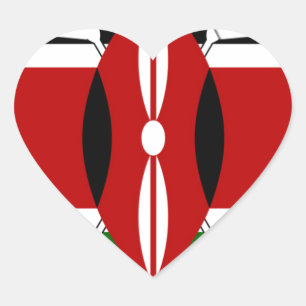 Kenya Star national safari flag colours bucket lis Heart Sticker