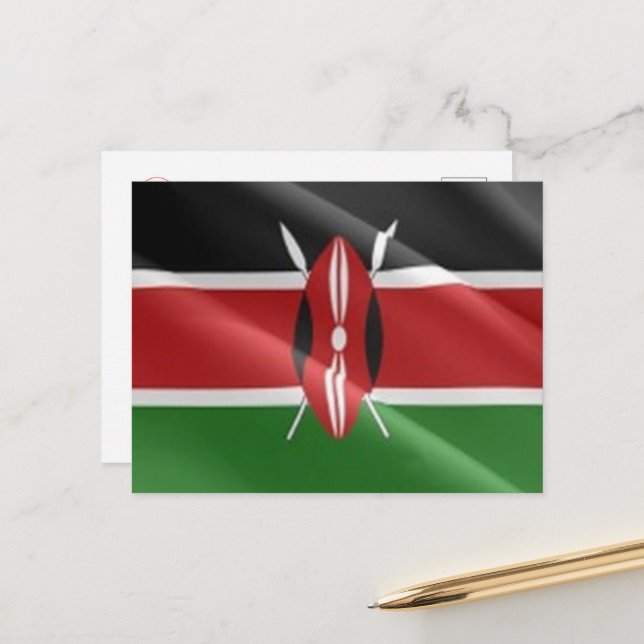 Kenya - Waving Flag - Postcard (Front/Back In Situ)