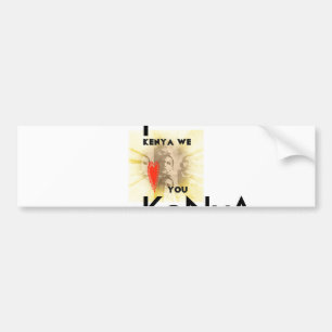 Kenya We Love You Lovely Perspective Art Design Bumper Sticker