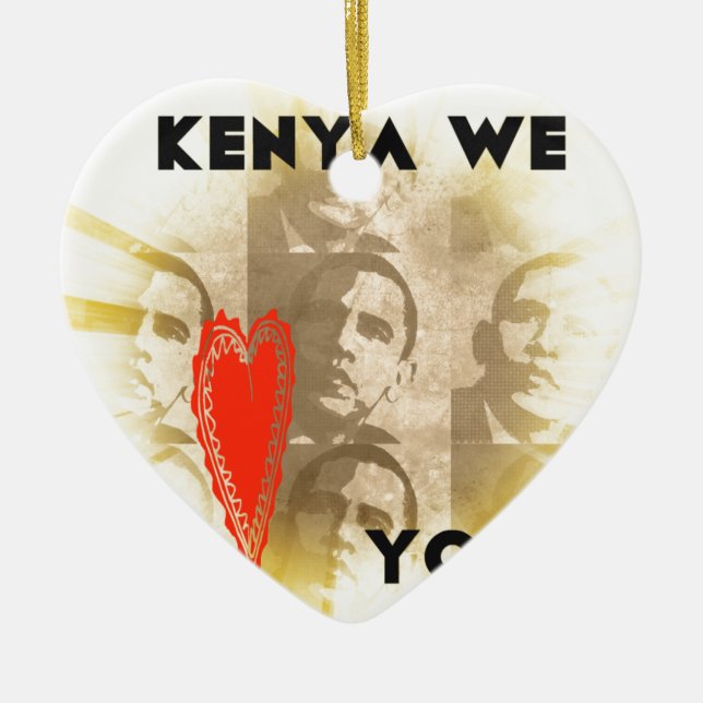 Kenya We Love You Lovely Perspective Art Design Ceramic Tree Decoration (Front)