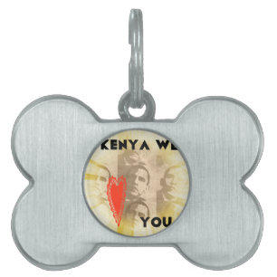 Kenya We Love You Lovely Perspective Art Design Pet Tag