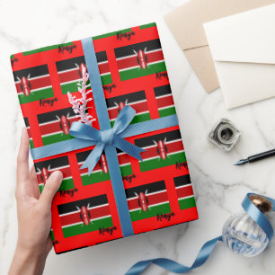 Kenya Wrapping Paper, Kenyan Flag patriotic Red Paper