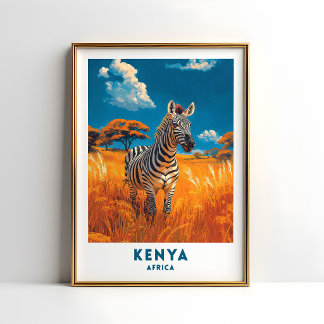 Kenya Zebra Safari Travel Poster Art
