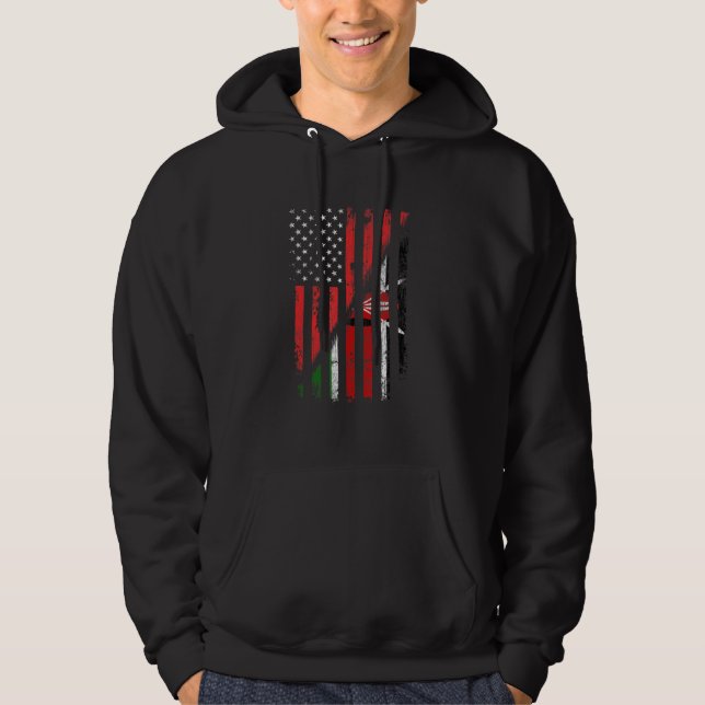 Kenyan American Flag Retro Style Usa Kenya Flags Hoodie (Front)