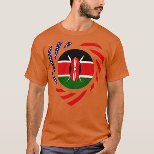 Kenyan American Multinational Patriot Flag Heart T-Shirt