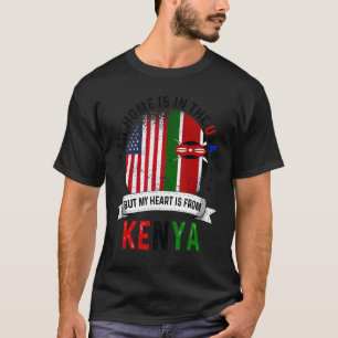 Kenyan American Patriot Heart Is From Kenya Flag T-Shirt