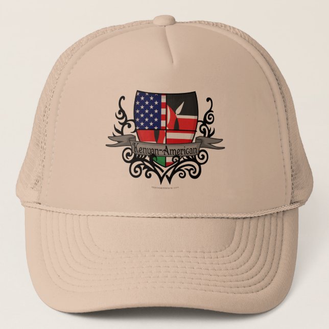 Kenyan-American Shield Flag Trucker Hat (Front)