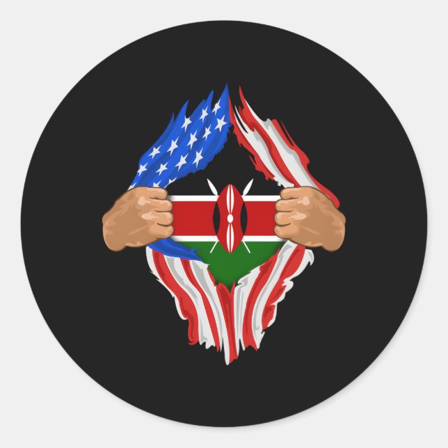 Kenyan Blood Inside Me Kenya Flag Classic Round Sticker (Front)