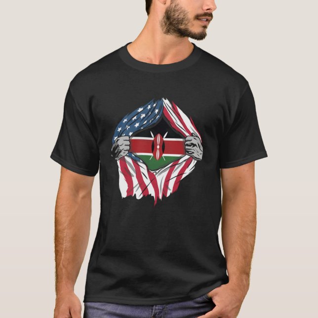 Kenyan Blood Inside Me  Kenya Flag T-Shirt (Front)