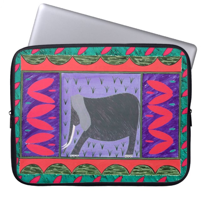 Kenyan Elephant Red Laptop Sleeve (Front)
