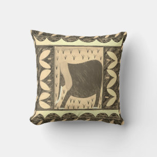 Kenyan Elephant Sepia Throw Pillow