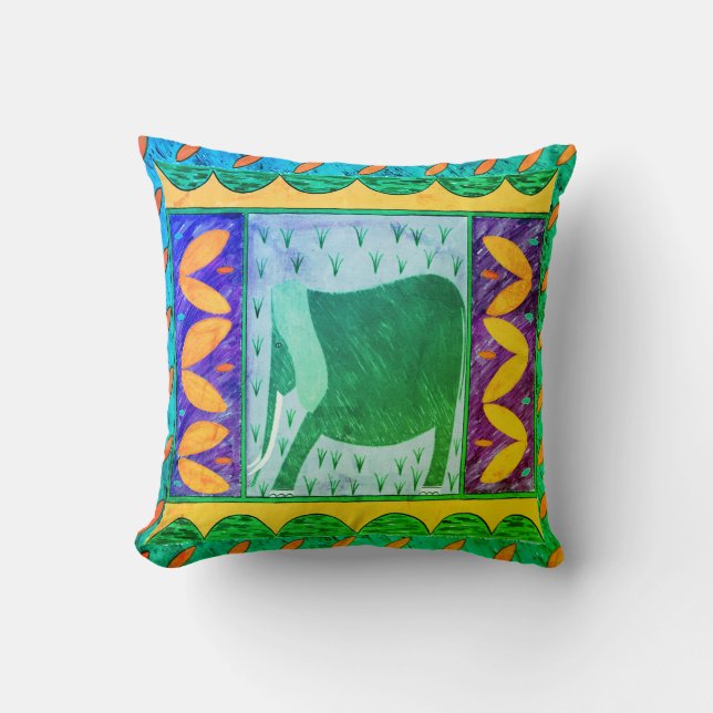 Kenyan Elephant Throw Pillow (Front)