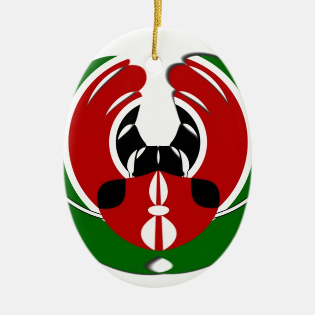Kenyan Flag Ceramic Tree Decoration (Front)