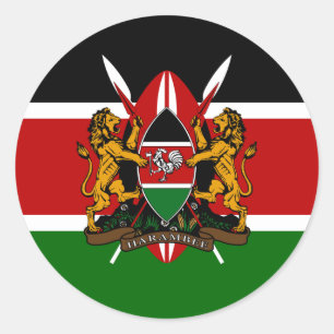 Kenyan Flag & Coat of Arms, Flag of Kenya Classic Round Sticker
