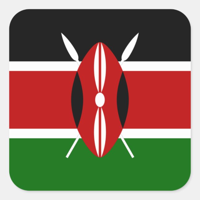 Kenyan Flag, Flag of Kenya Square Sticker (Front)