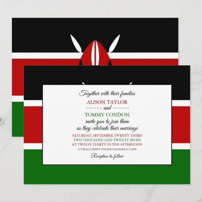 Kenyan Flag, Flag of Kenya Wedding Invitation (Front/Back)