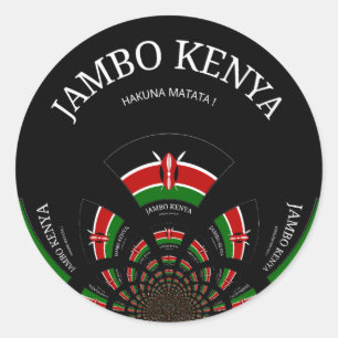 Kenyan Flag Inspired Jambo Welcome Classic Round Sticker