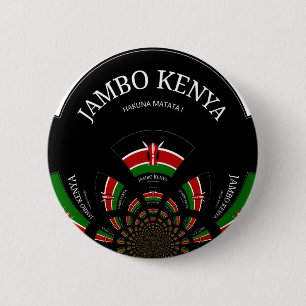 Kenyan Flag Inspired Jambo Welcome Design Art  6 Cm Round Badge