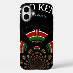 Kenyan Flag Inspired Jambo Welcome Design Art  iPhone 16 Plus Case