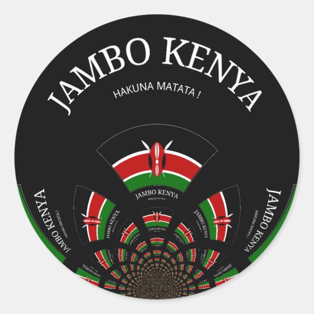 Kenyan Flag Inspired Jambo Welcome Design Art  Classic Round Sticker (Front)