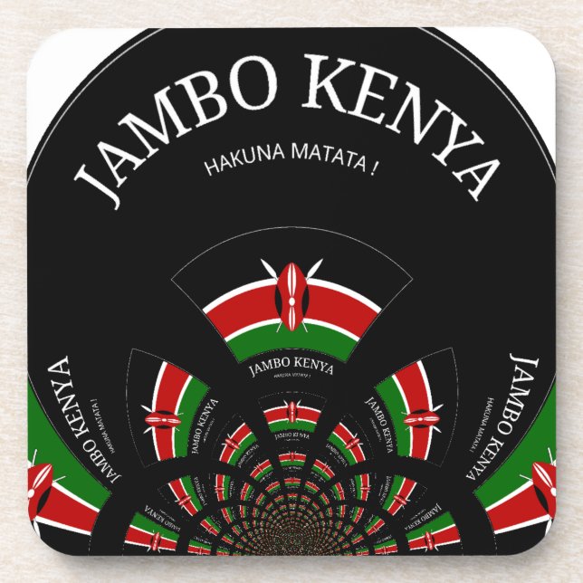 Kenyan Flag Inspired Jambo Welcome Design Art  Coaster (Front)