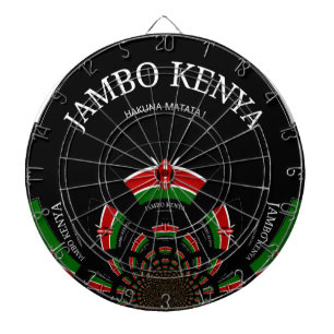 Kenyan Flag Inspired Jambo Welcome Design Art  Dartboard