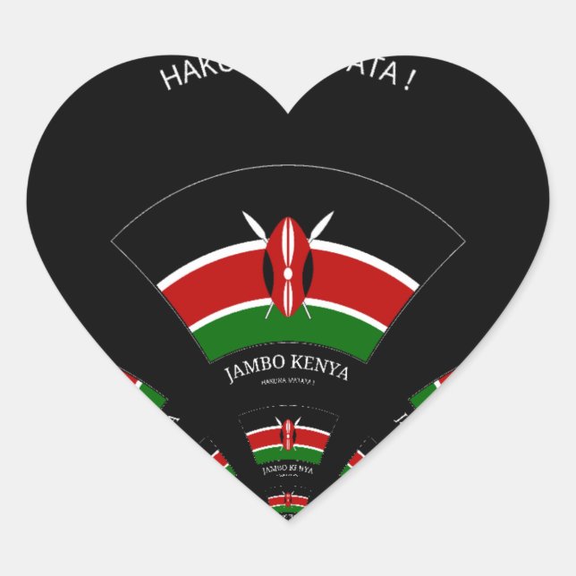 Kenyan Flag Inspired Jambo Welcome Design Art  Heart Sticker (Front)