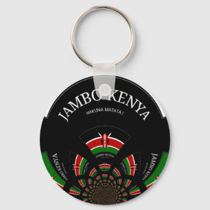 Kenyan Flag Inspired Jambo Welcome Design Art  Key Ring