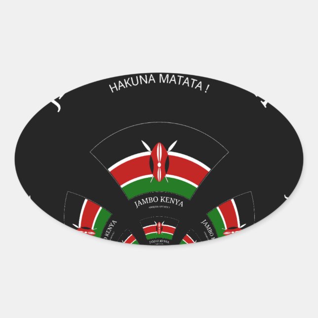 Kenyan Flag Inspired Jambo Welcome Design Art  Oval Sticker (Front)