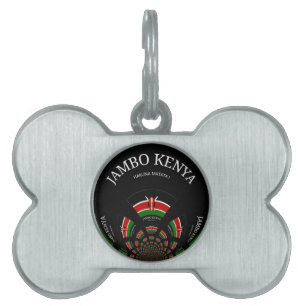 Kenyan Flag Inspired Jambo Welcome Design Art Pet Name Tag