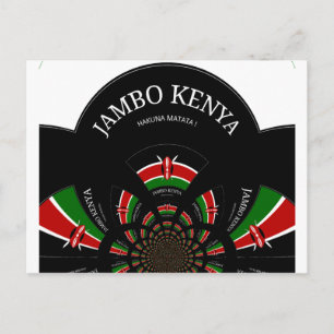 Kenyan Flag Inspired Jambo Welcome Design Art Postcard