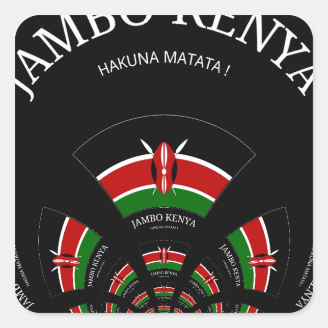 Kenyan Flag Inspired Jambo Welcome Design Art  Square Sticker (Front)
