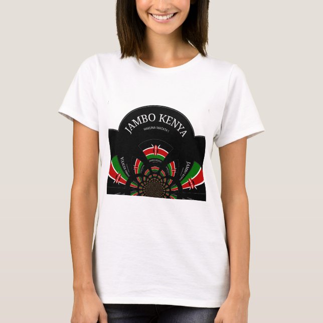 Kenyan Flag Inspired Jambo Welcome Design Art  T-Shirt (Front)