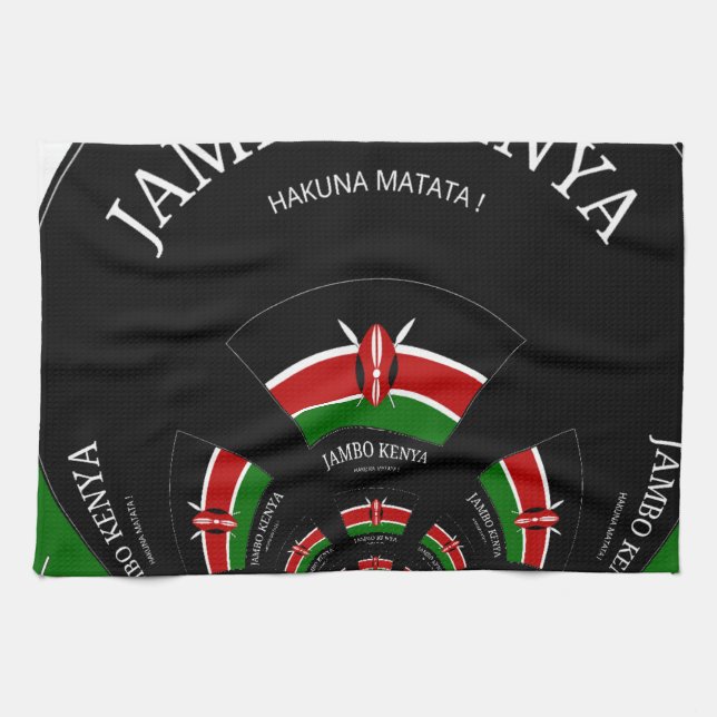 Kenyan Flag Inspired Jambo Welcome Design Art  Tea Towel (Horizontal)