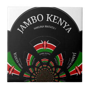 Kenyan Flag Inspired Jambo Welcome Design Art  Tile