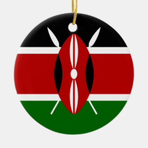 Kenyan Flag (Kenya) Ceramic Tree Decoration