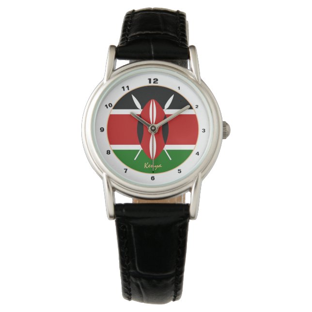 Kenyan Flag & Kenya trendy fashion /design watch (Front)
