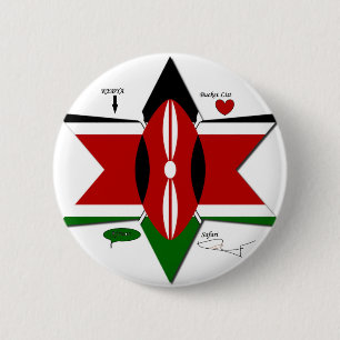 Kenyan Flag Safari Design: Bucket List 6 Cm Round Badge