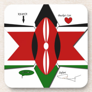 Kenyan Flag Safari Design: Bucket List Coaster
