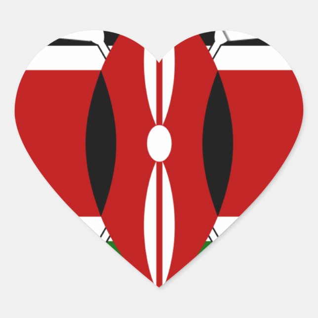 Kenyan Flag Safari Design: Bucket List Heart Sticker (Front)