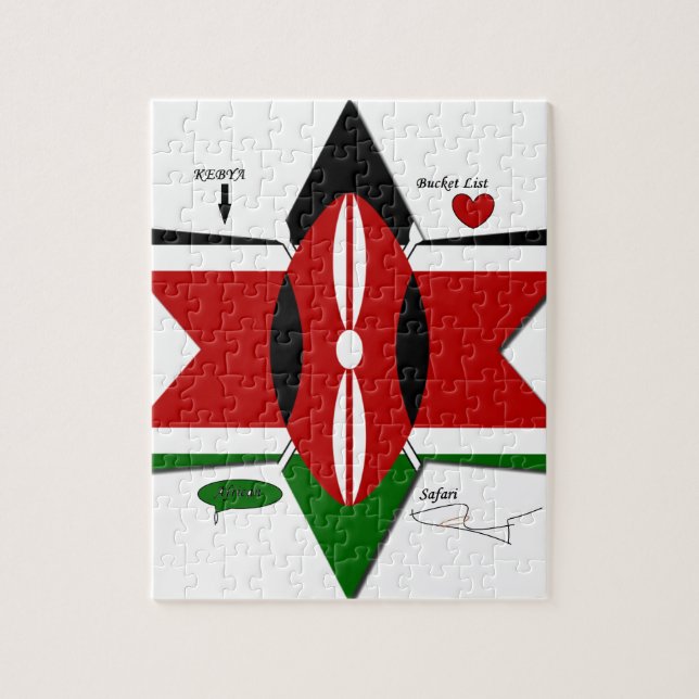 Kenyan Flag Safari Design: Bucket List Jigsaw Puzzle (Vertical)