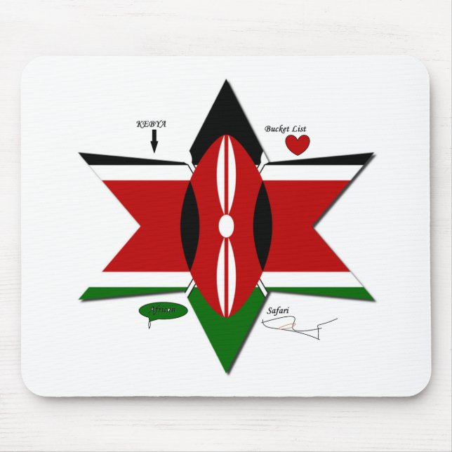 Kenyan Flag Safari Design: Bucket List Mouse Mat (Front)