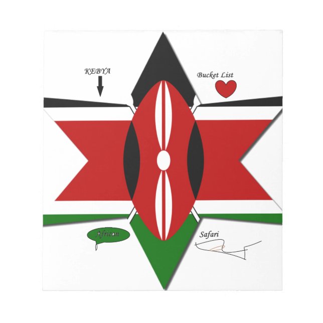 Kenyan Flag Safari Design: Bucket List Notepad (Front)