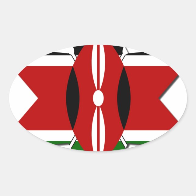 Kenyan Flag Safari Design: Bucket List Oval Sticker (Front)
